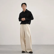 Volume Pleat Wide Leg Jersey Pants-streetwear-techwear