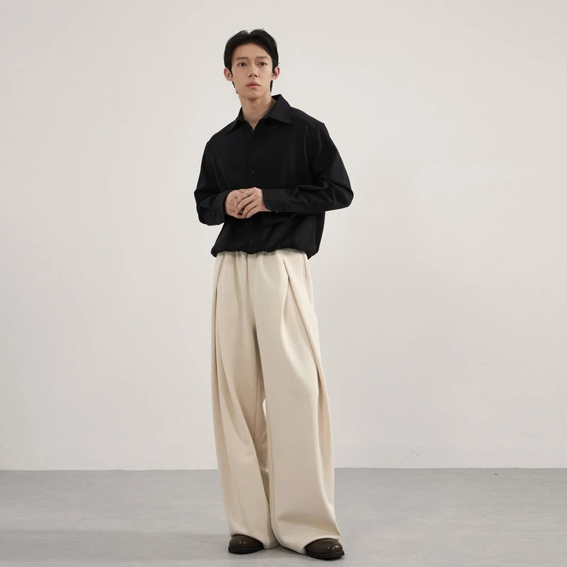 Volume Pleat Wide Leg Jersey Pants-streetwear-techwear