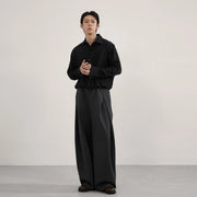 Volume Pleat Wide Leg Jersey Pants-streetwear-techwear