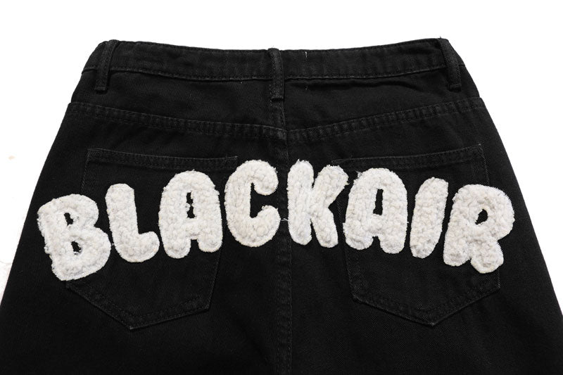 BLACK AIR Skull and Star Applique Jeans-streetwear-techwear