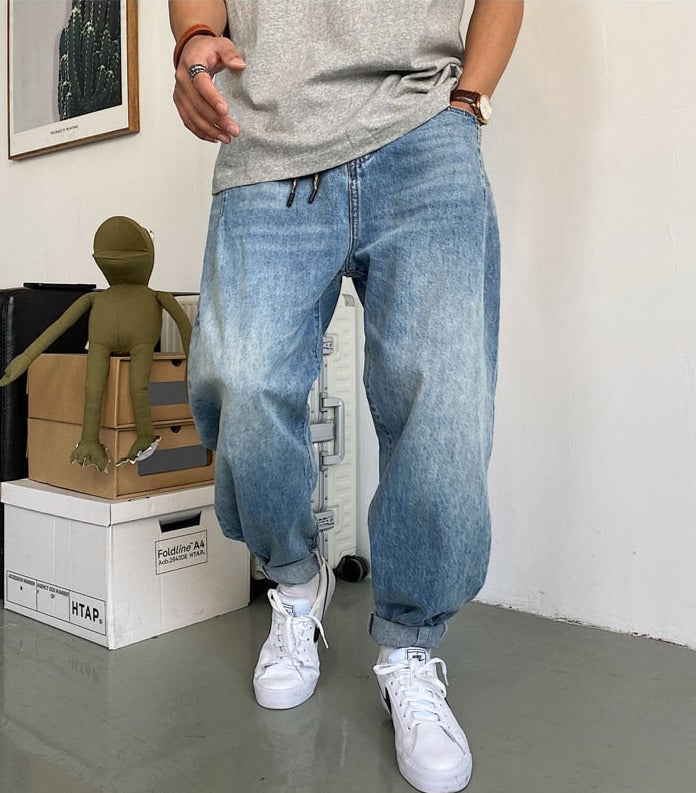 Balloon Fit Tapered Jeans-streetwear-techwear