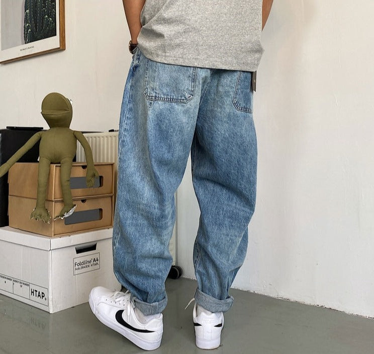 Balloon Fit Tapered Jeans-streetwear-techwear