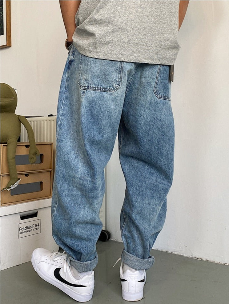 Balloon Fit Tapered Jeans-streetwear-techwear