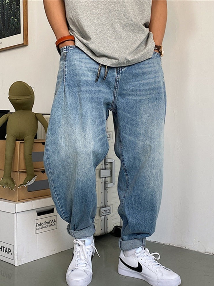 Balloon Fit Tapered Jeans-streetwear-techwear