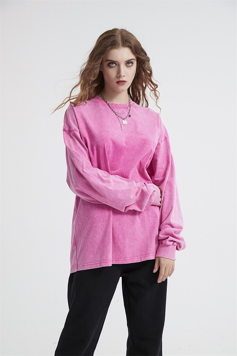 Essential Acid Washed Long Sleeve T-Shirt-streetwear-techwear