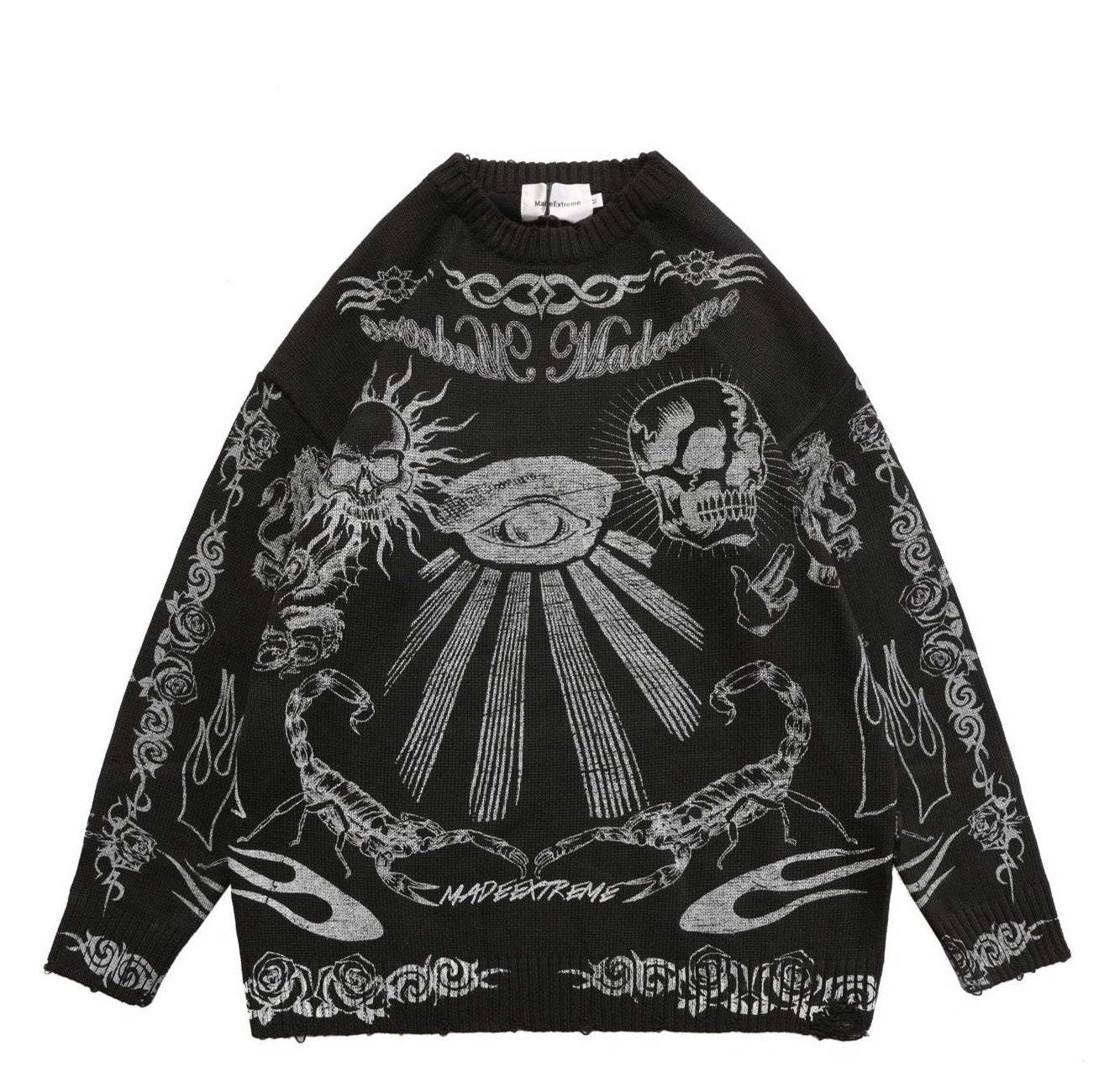MADE EXTREME Tattoo Print Oversized Sweater-streetwear-techwear