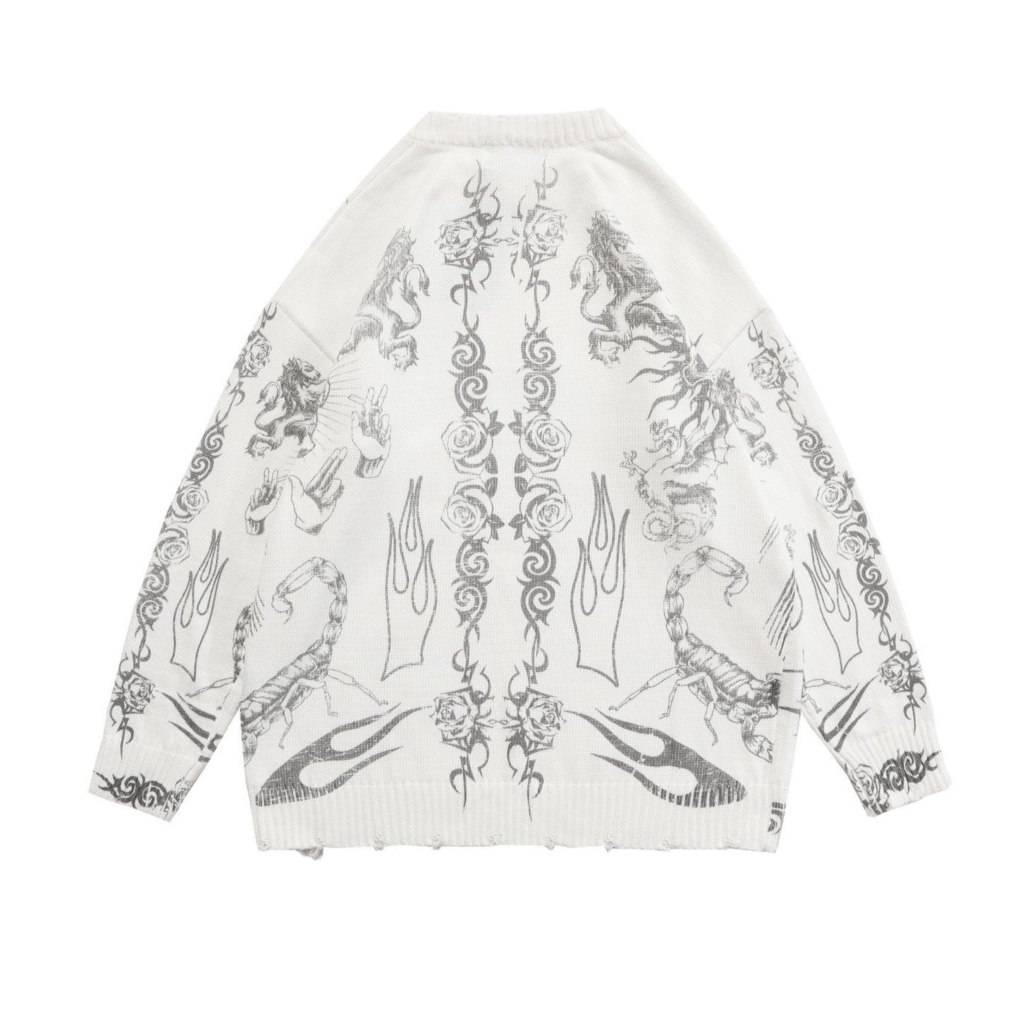 MADE EXTREME Tattoo Print Oversized Sweater-streetwear-techwear