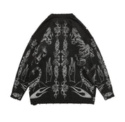 MADE EXTREME Tattoo Print Oversized Sweater-streetwear-techwear