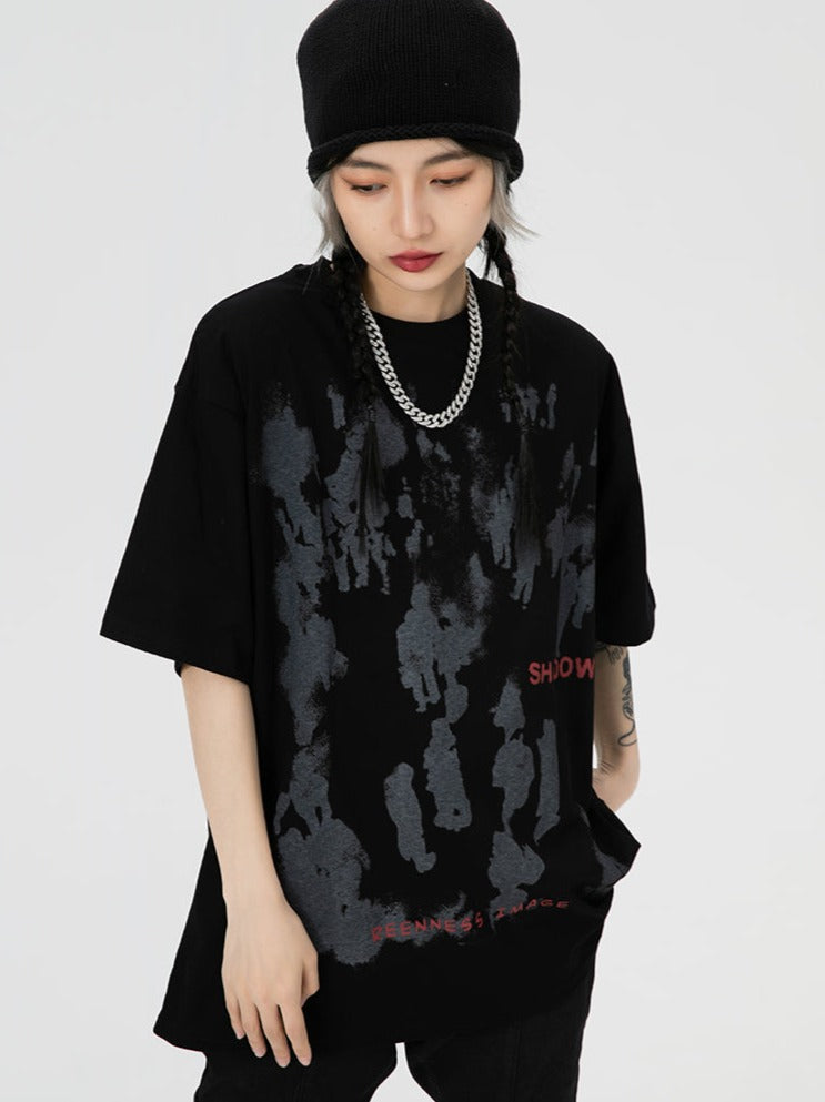 Shadow Graphic Print T-Shirt-streetwear-techwear