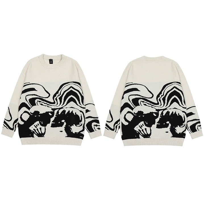 Skeleton Kiss Graphic Sweater-streetwear-techwear