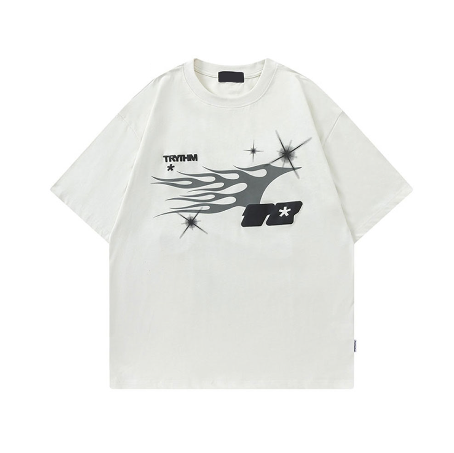 TRYTHM Tribal Y2K Graphic T-Shirt - White / M