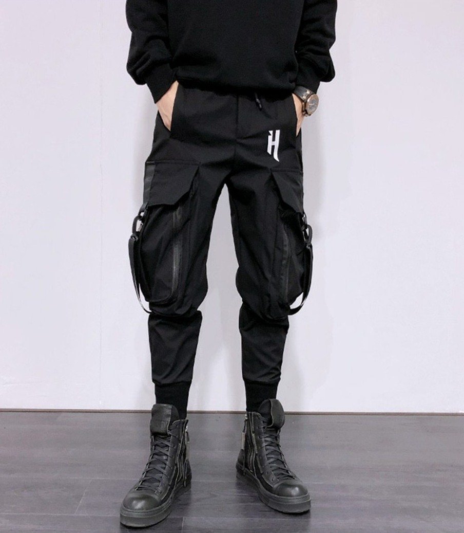 H Oversized Pocket Cargo Pants-streetwear-techwear