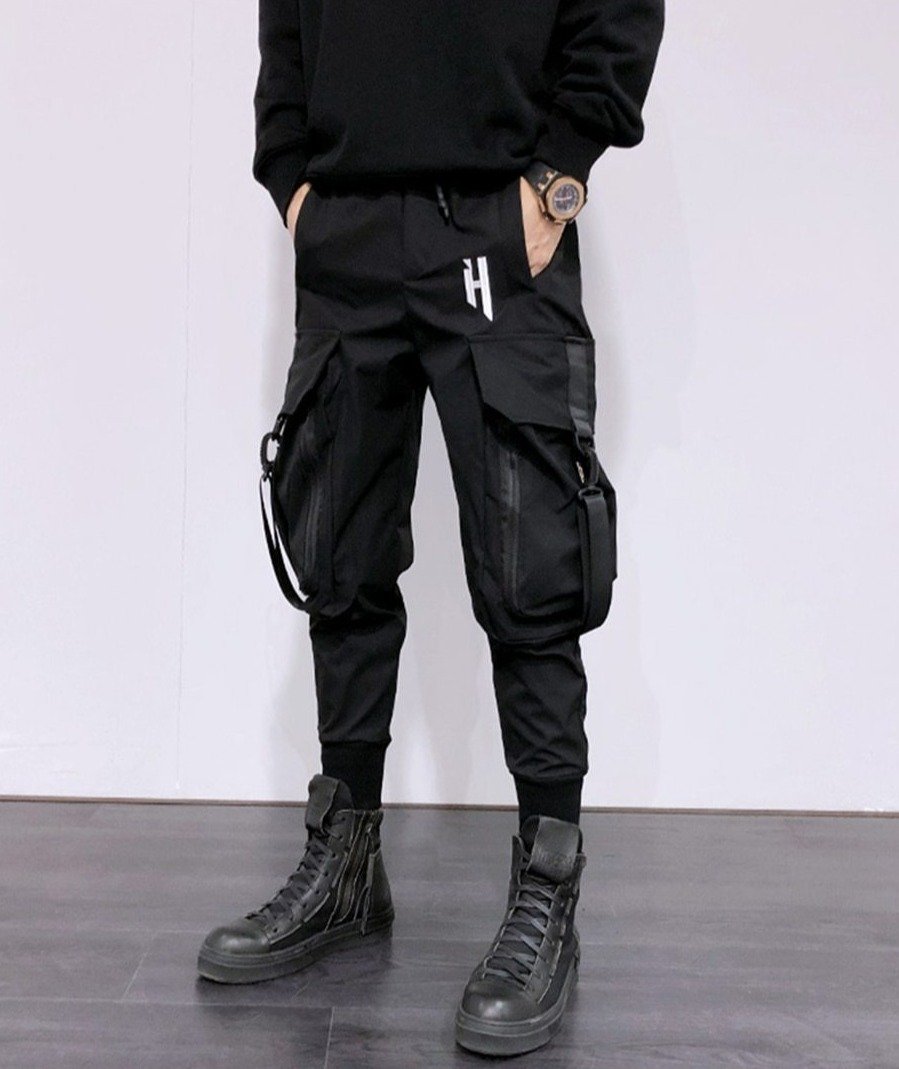 H Oversized Pocket Cargo Pants-streetwear-techwear