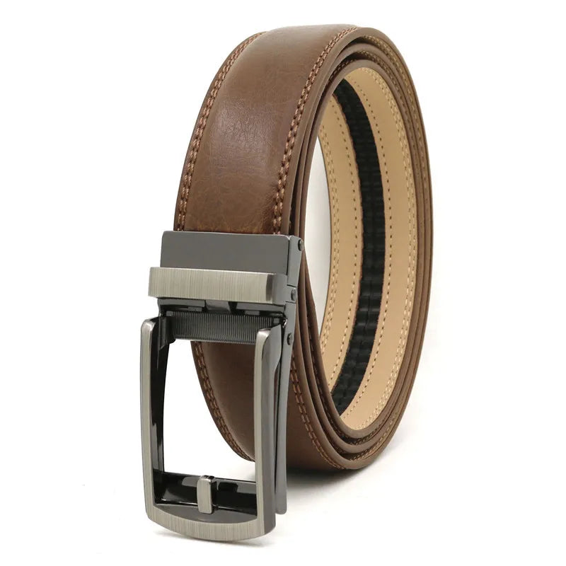 3.5cm Genuine Leather Automatic Buckle Belt-streetwear-techwear