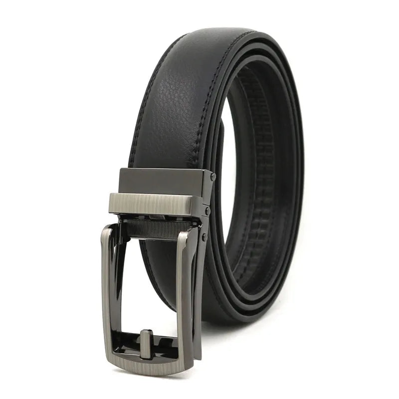 3.5cm Genuine Leather Automatic Buckle Belt | Streetwear at