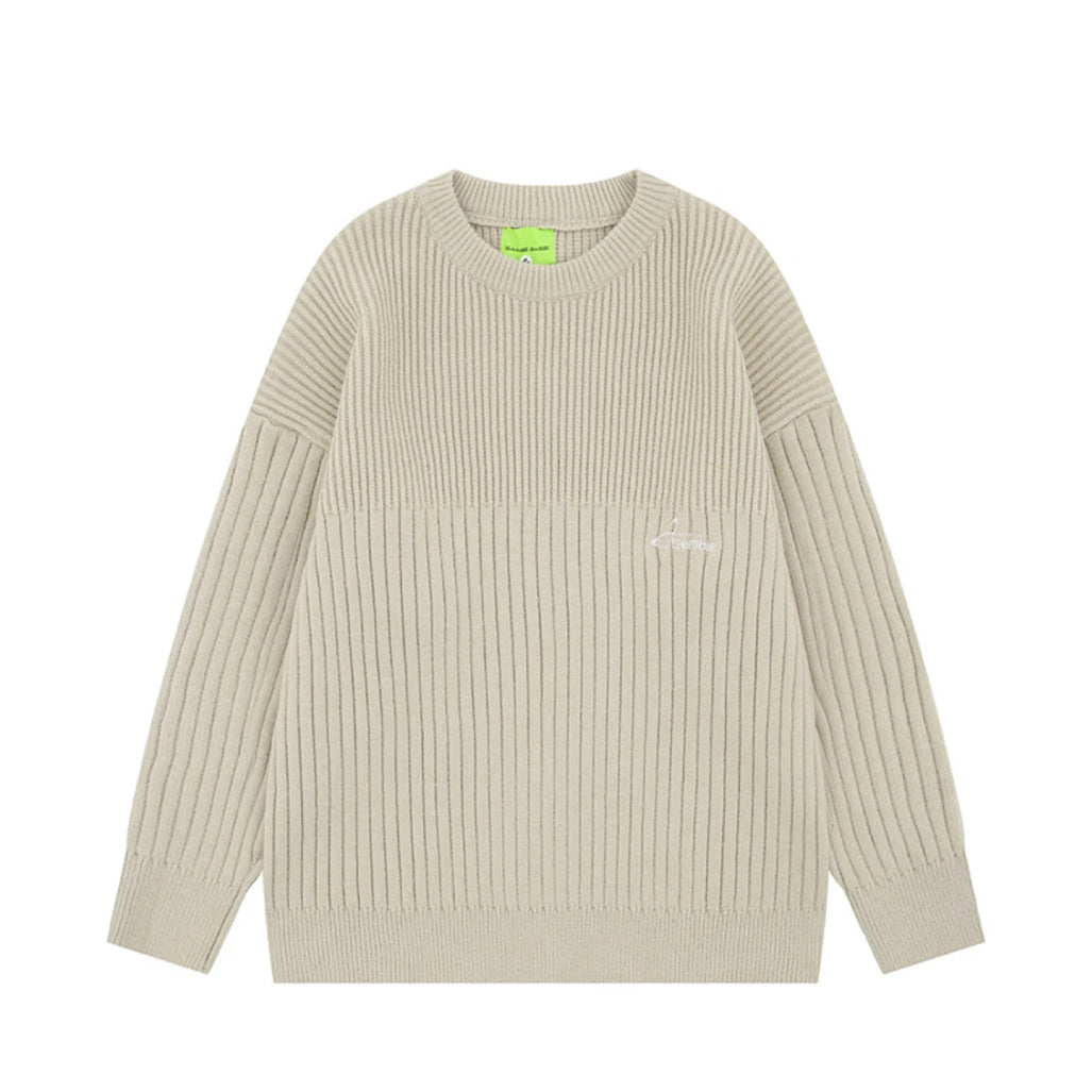 90's Style Mixed Gauge Rib Knit Sweater-streetwear-techwear