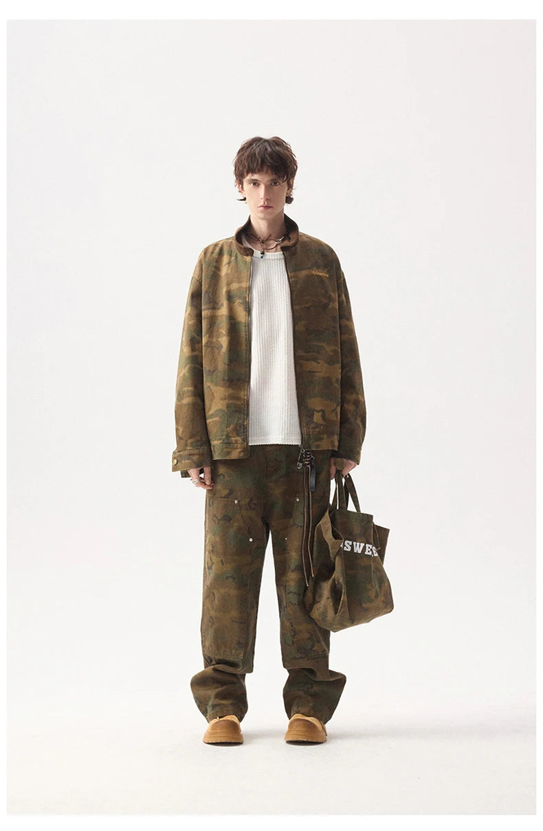 ANSWER ME Vintage Look Camo Workwear Jacket