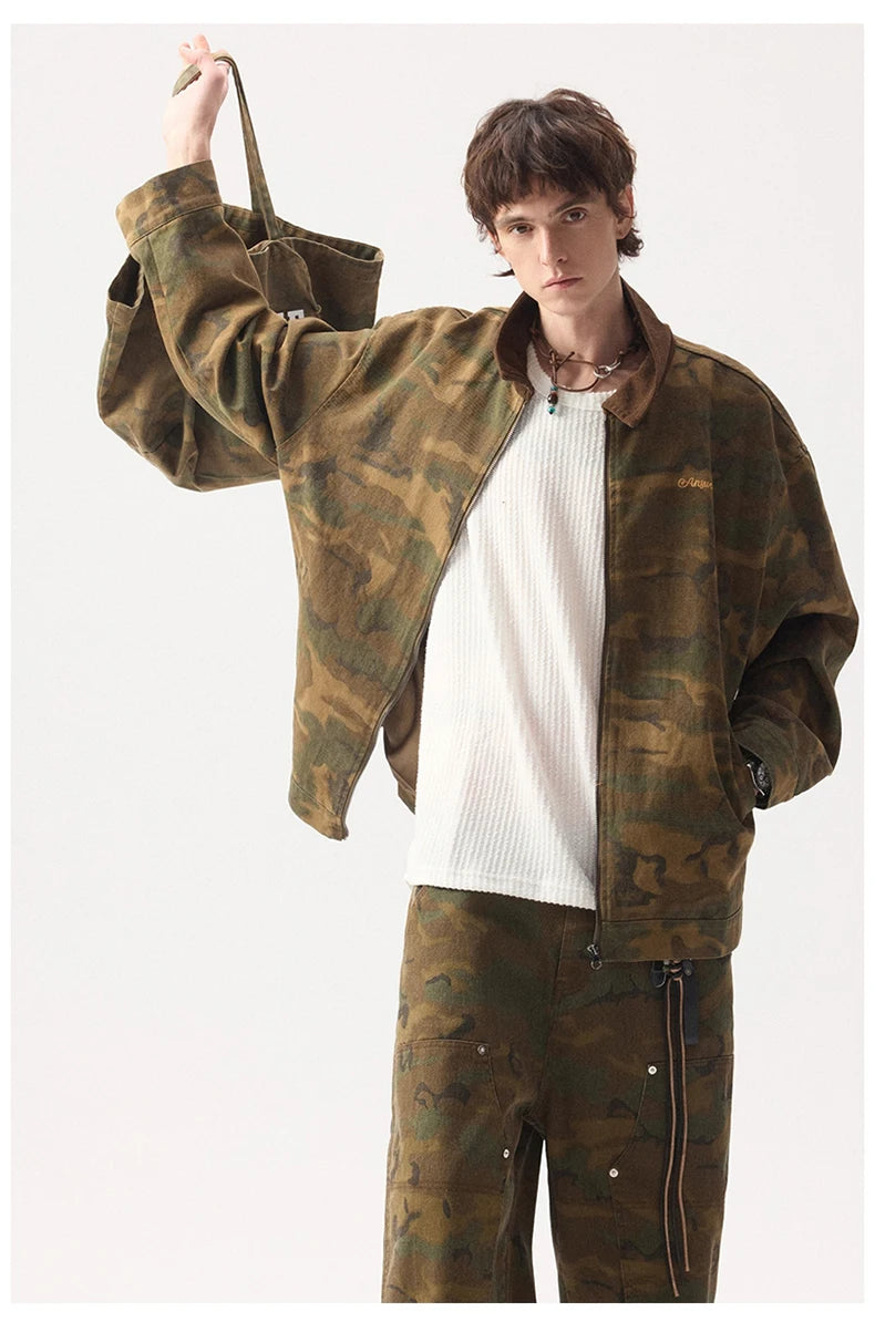 ANSWER ME Vintage Look Camo Workwear Jacket-streetwear-techwear