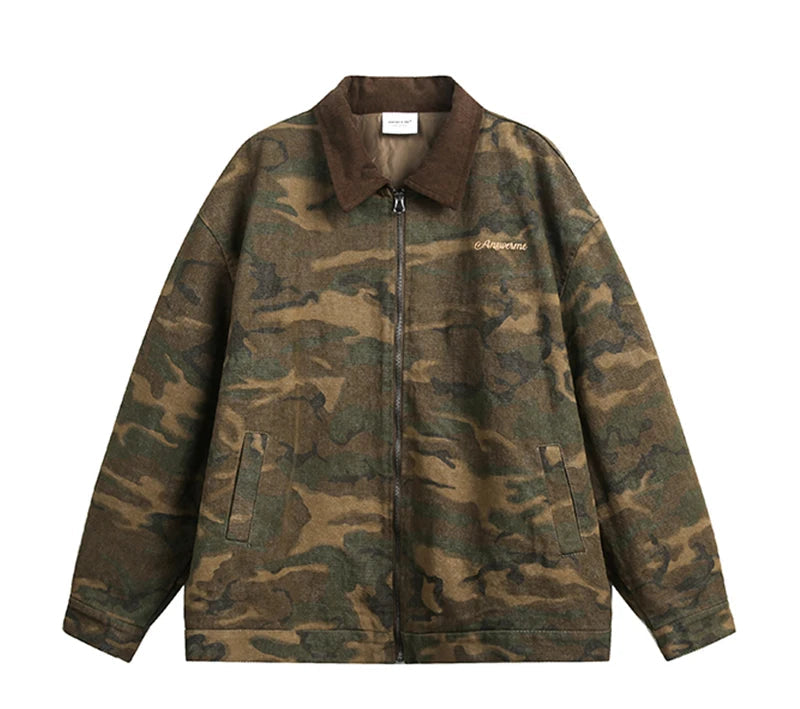 ANSWER ME Vintage Look Camo Workwear Jacket