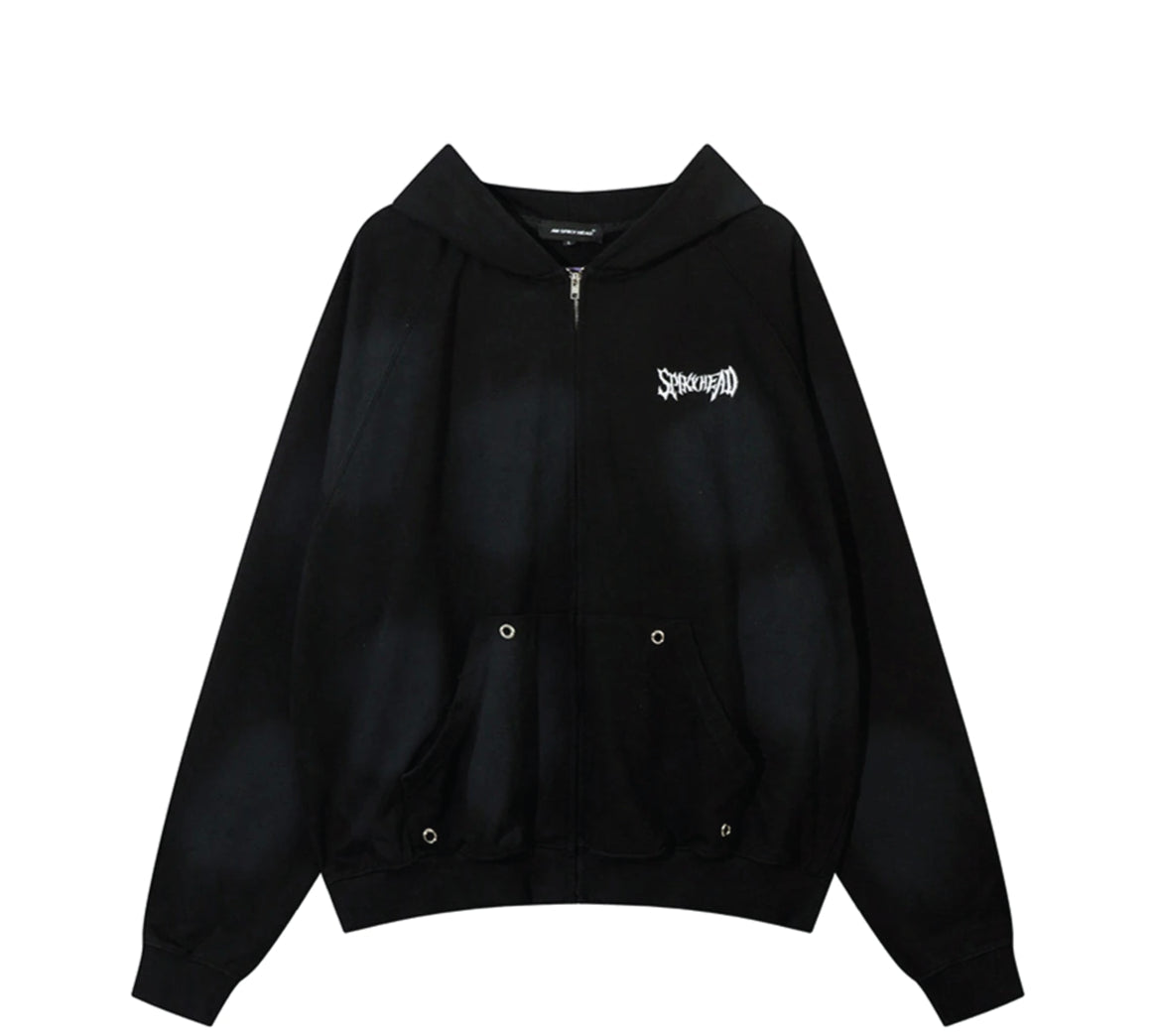 AW SPIKEY HEAD Gothic Logo Zip-up Hoodie | Streetwear at AW SPIKEY HEAD Gothic Logo Zip-up Hoodie | Streetwear at