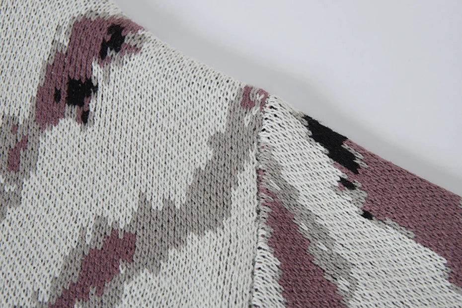 Abstract Camo Jacquard Sweater-streetwear-techwear
