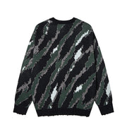 Abstract Camo Jacquard Sweater-streetwear-techwear