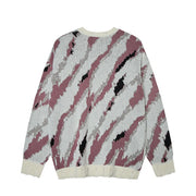 Abstract Camo Jacquard Sweater-streetwear-techwear