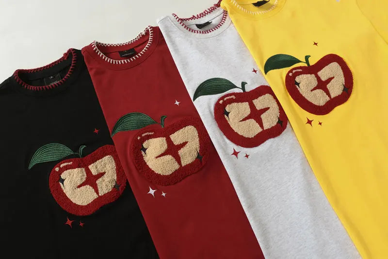 Apple Applique Stitch T-Shirt-streetwear-techwear