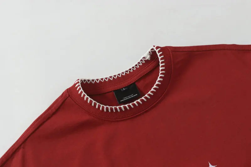 Apple Applique Stitch T-Shirt-streetwear-techwear