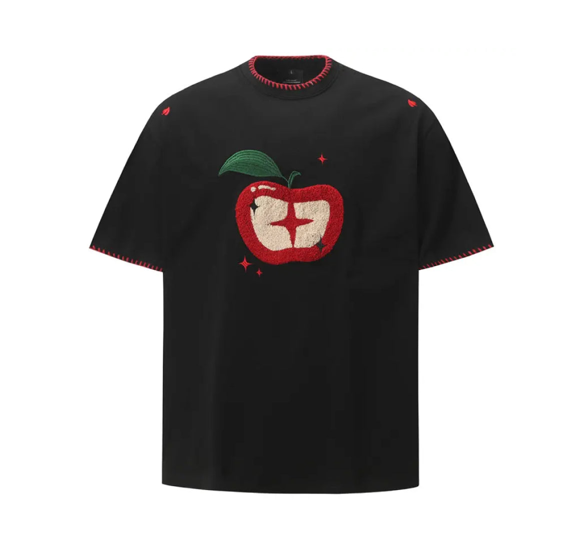 Apple Applique Stitch T-Shirt-streetwear-techwear