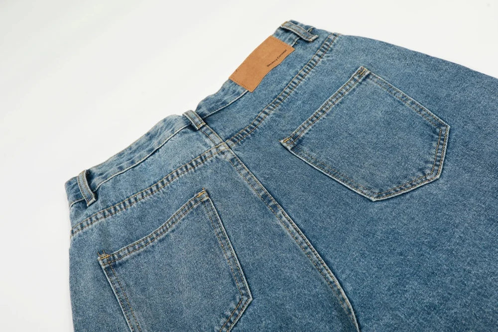 Asymmetrical Baggy Jeans-streetwear-techwear