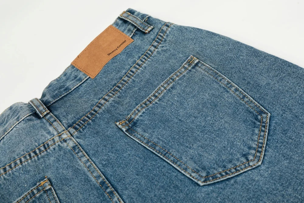 Asymmetrical Baggy Jeans-streetwear-techwear