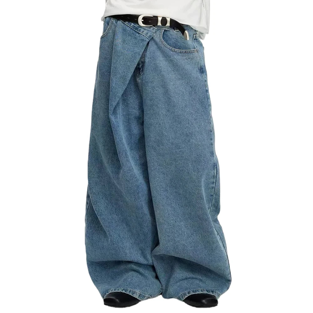 Asymmetrical Baggy Jeans-streetwear-techwear