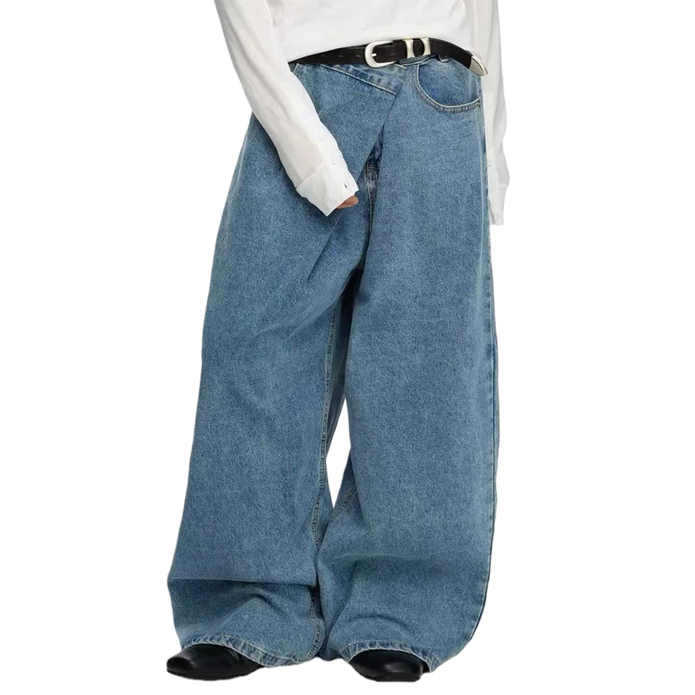 Asymmetrical Baggy Jeans-streetwear-techwear