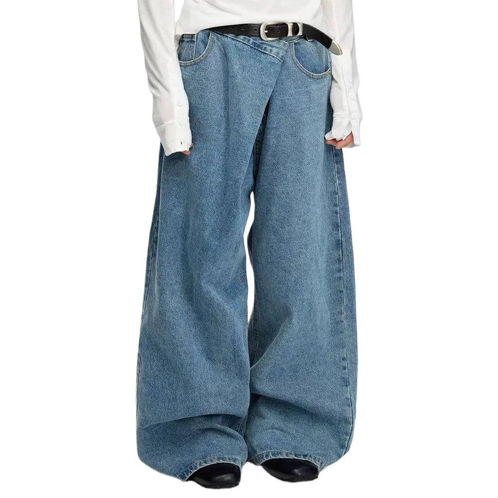 Asymmetrical Baggy Jeans-streetwear-techwear