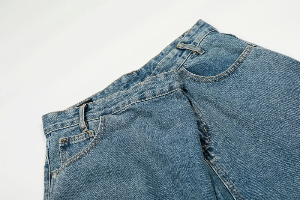 Asymmetrical Baggy Jeans-streetwear-techwear