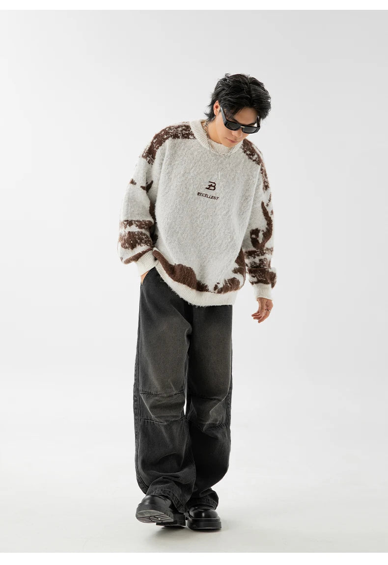 B-Excellent Fuzzy Knit Sweater-streetwear-techwear