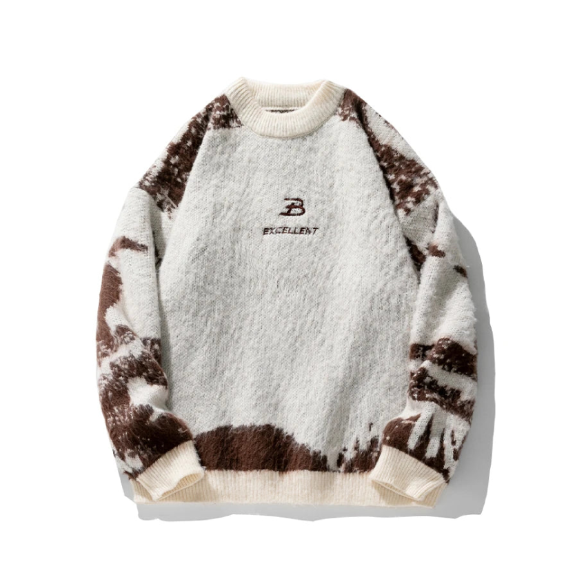 B-Excellent Fuzzy Knit Sweater-streetwear-techwear