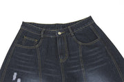 BLACKWASH Barrel Leg Wavy Seam Jeans-streetwear-techwear