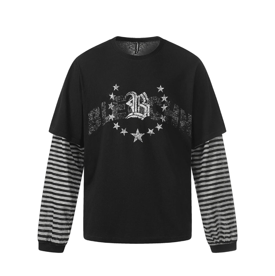 BLEGCHN Double Layered Stripe T-Shirt