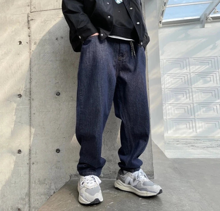 Balloon Fit Dark Rinse Jeans-streetwear-techwear