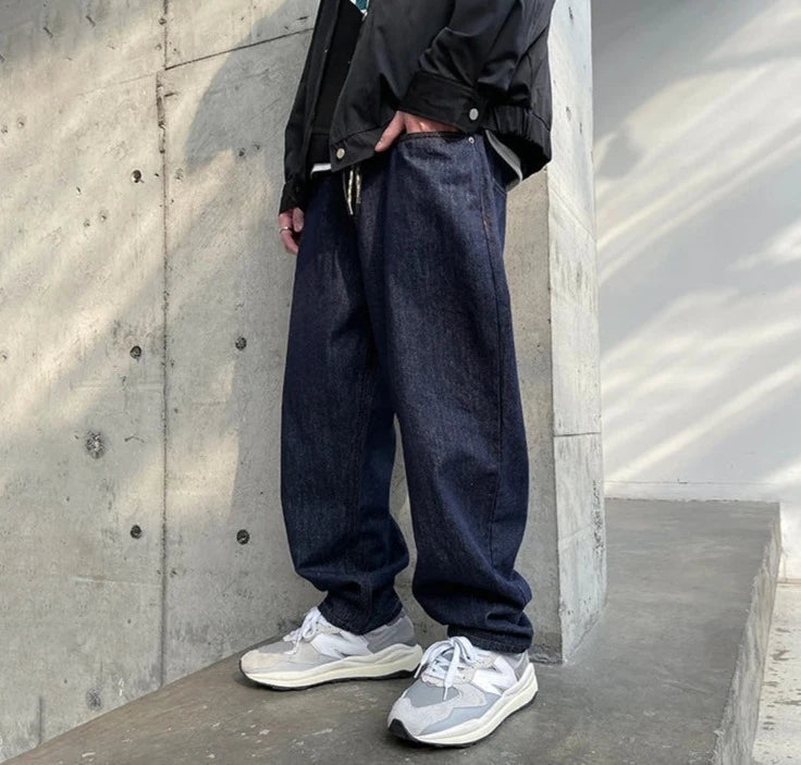 Balloon Fit Dark Rinse Jeans-streetwear-techwear