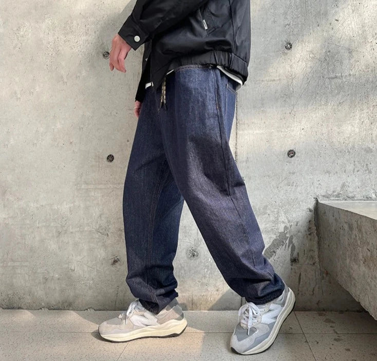 Balloon Fit Dark Rinse Jeans-streetwear-techwear