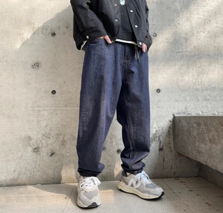 Balloon Fit Dark Rinse Jeans-streetwear-techwear