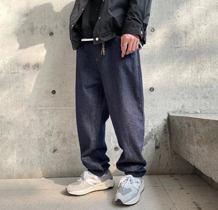 Balloon Fit Dark Rinse Jeans-streetwear-techwear