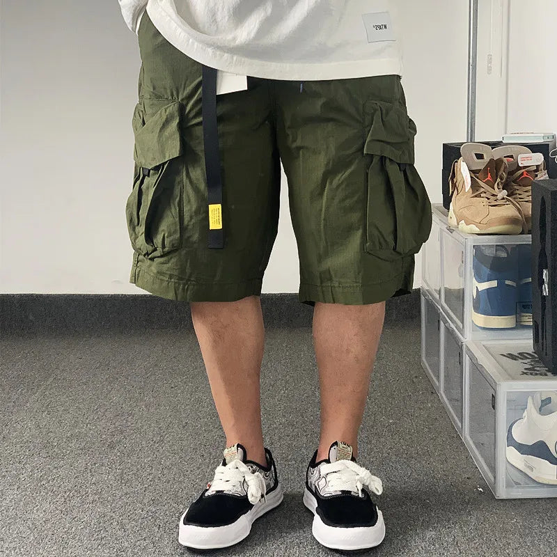Belted Parachute Cargo Shorts