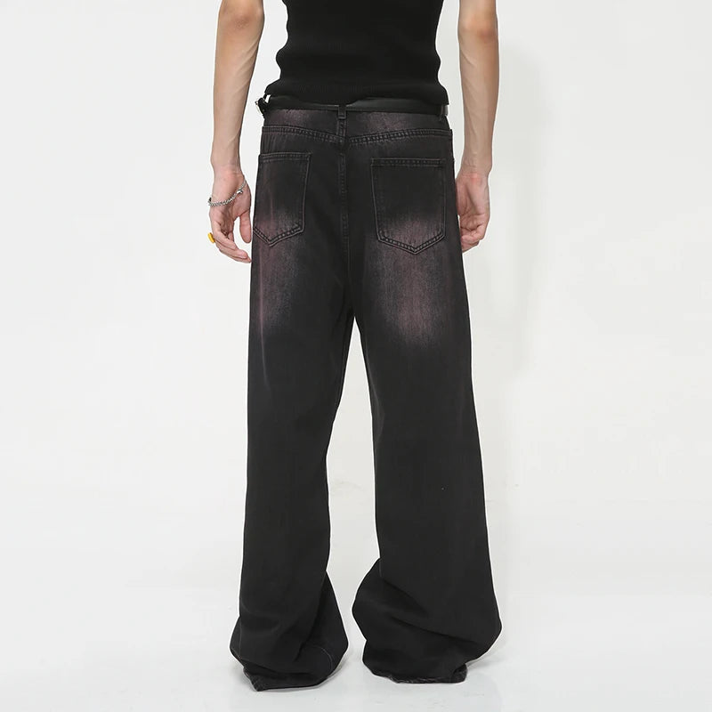 Black/Pink Fade Baggy Jeans-streetwear-techwear