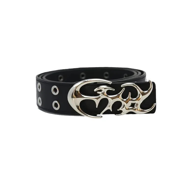 Black Faux Leather and Silver Embossed Medallions Wave Shaped Belt Size Small Wedding Belt Waves Embossed Leather Belt, Tooled Western  main image 4