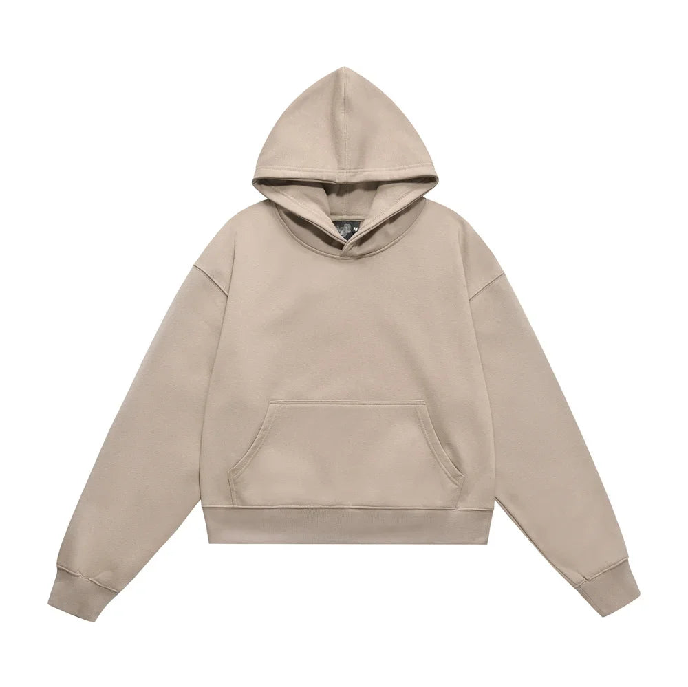 Essential Boxy Fit Hoodie Khaki M