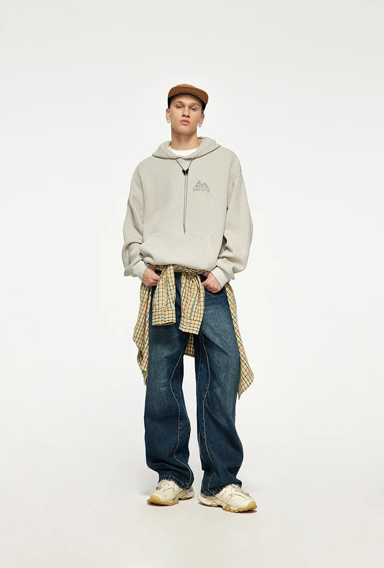 Butterfly Chain Rib Knit Hoodie-streetwear-techwear